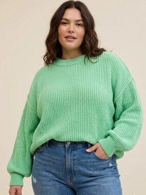 2/$30 Aerie Beyond Chenille Sweater Bright Mint XXL #A4064